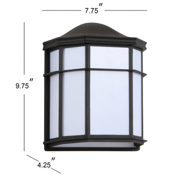 Henry 7.75" Outdoor Frosted Acrylic/Metal Integrated LED Wall Sconce - JONATHAN Y